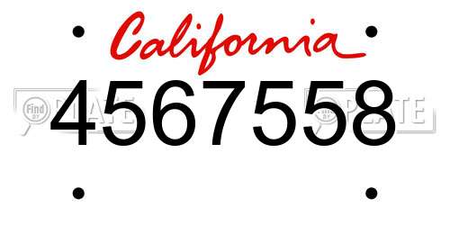 4567558 California License Plate