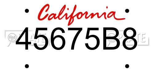 45675B8 California License Plate
