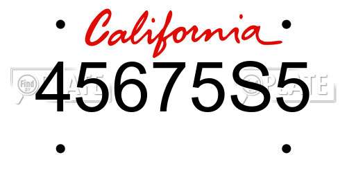 45675S5 California License Plate