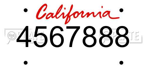 4567888 California License Plate
