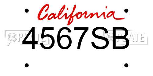 4567SB California License Plate
