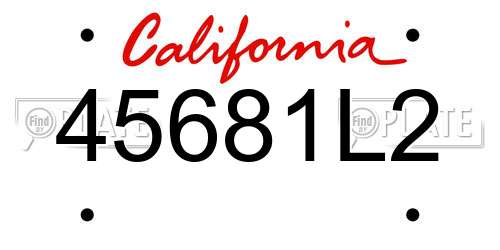 45681L2 California License Plate