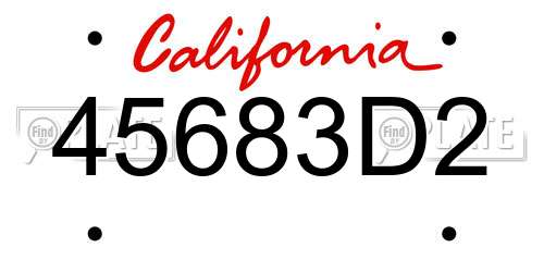 45683D2 California License Plate