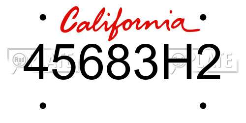 45683H2 California License Plate
