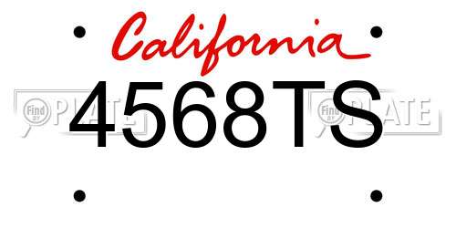 4568TS California License Plate