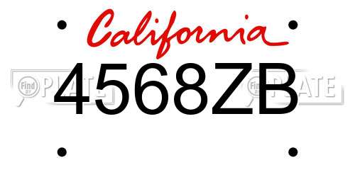 4568ZB California License Plate