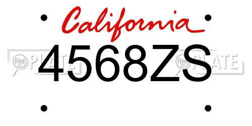 4568ZS California License Plate
