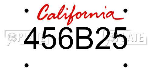 456B25 California License Plate