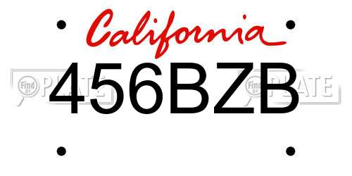 456BZB California License Plate