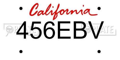 456EBV California License Plate