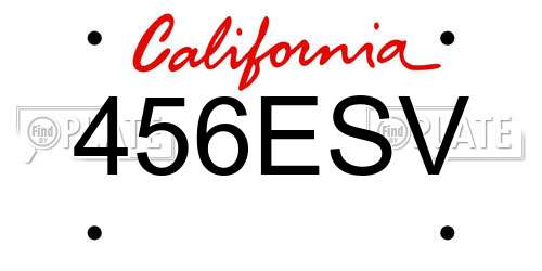 456ESV California License Plate