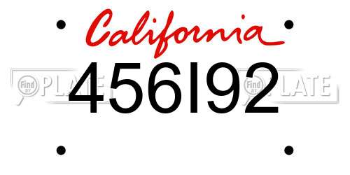 456I92 California License Plate