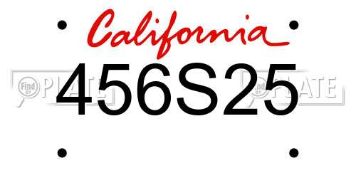 456S25 California License Plate
