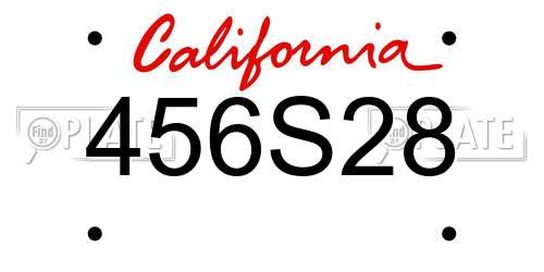 456S28 California License Plate