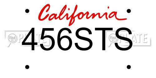 456STS California License Plate