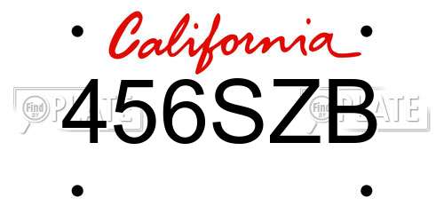 456SZB California License Plate