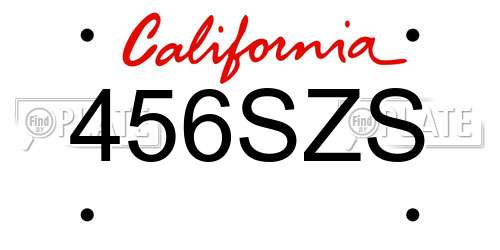 456SZS California License Plate