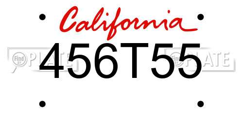 456T55 California License Plate