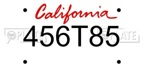 456T85 California License Plate