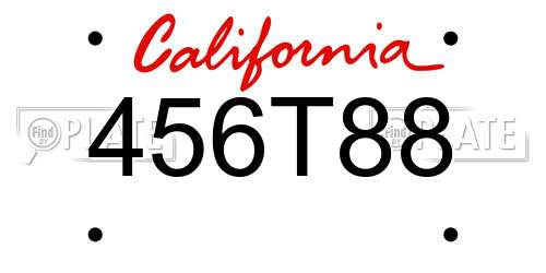 456T88 California License Plate