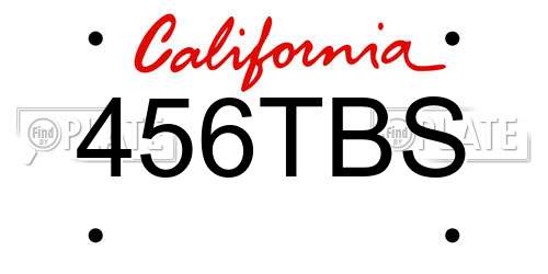 456TBS California License Plate