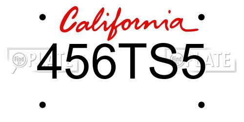 456TS5 California License Plate