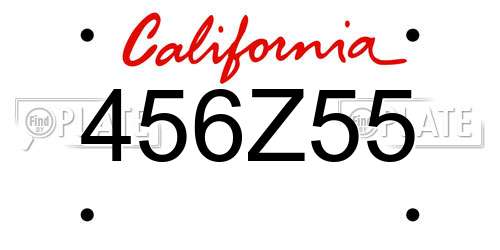 456Z55 California License Plate