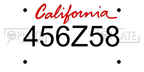 456Z58 California License Plate