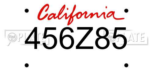 456Z85 California License Plate