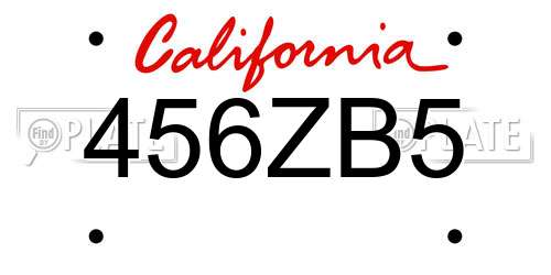 456ZB5 California License Plate