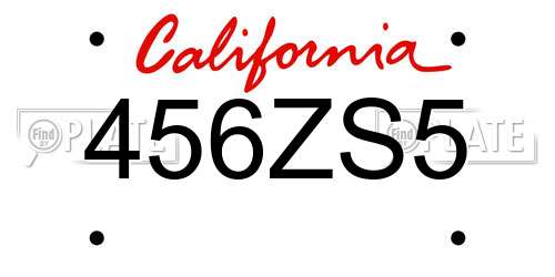 456ZS5 California License Plate