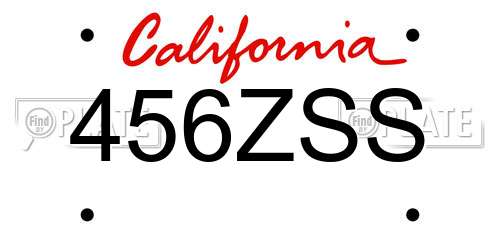 456ZSS California License Plate
