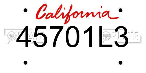 45701L3 California License Plate