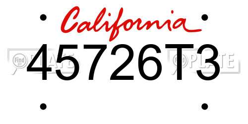 45726T3 California License Plate