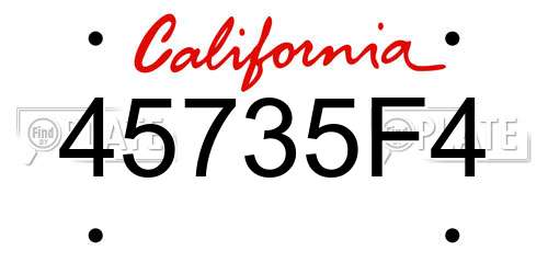 45735F4 California License Plate