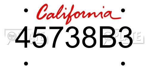 45738B3 California License Plate