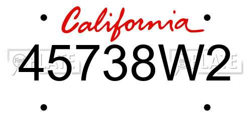 45738W2 California License Plate