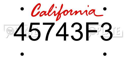 45743F3 California License Plate