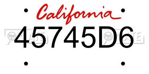 45745D6 California License Plate