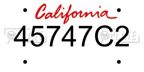 45747C2 California License Plate