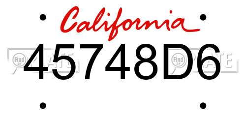 45748D6 California License Plate