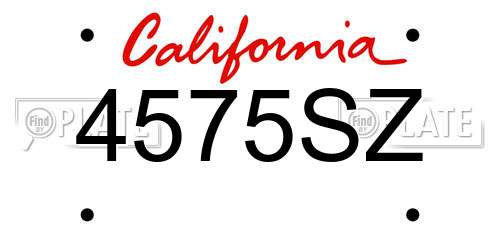 4575SZ California License Plate