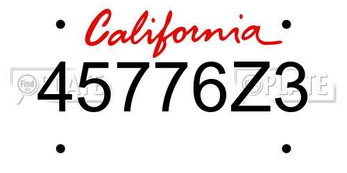 45776Z3 California License Plate