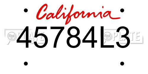 45784L3 California License Plate