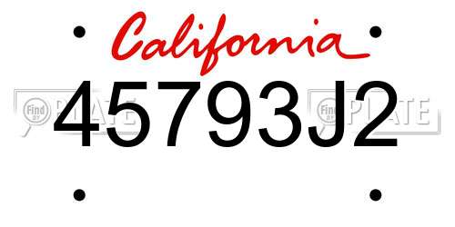 45793J2 California License Plate