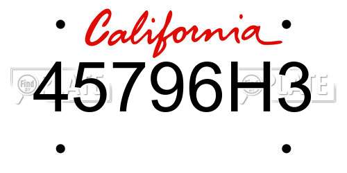 45796H3 California License Plate