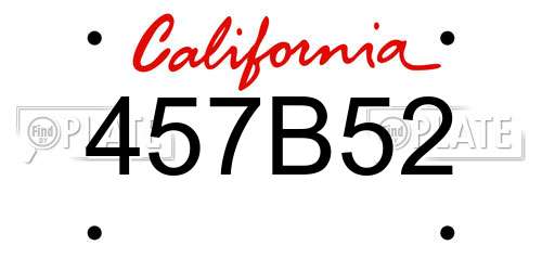 457B52 California License Plate