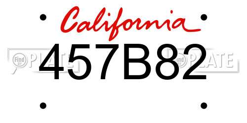 457B82 California License Plate