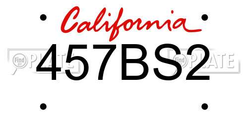 457BS2 California License Plate