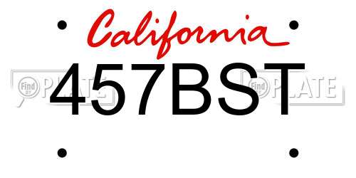 457BST California License Plate